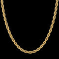 Long Chain Necklace 3MM 18Ct Gold Plated Stainless Steel 30” Inch Twisted Rope