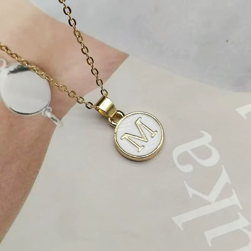 Capital Letter Initial Necklace for Women White Black A-Z Alphabet Pendant Necklace Jewelry Gift Bijoux Femme Wholesale